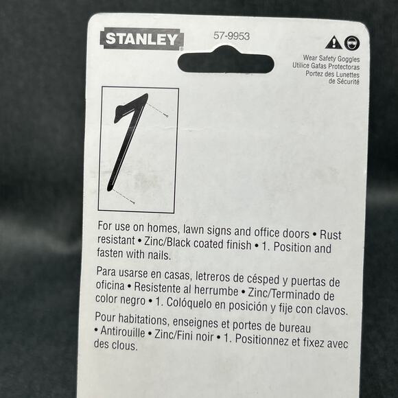 Vintage 2002 Stanley House Number 7 Black Finish 4" Metal Sign NOS Packaged - Picture 3 of 9